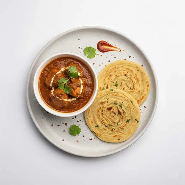 Hyderabadi Fish curry with coriander laccha paratha